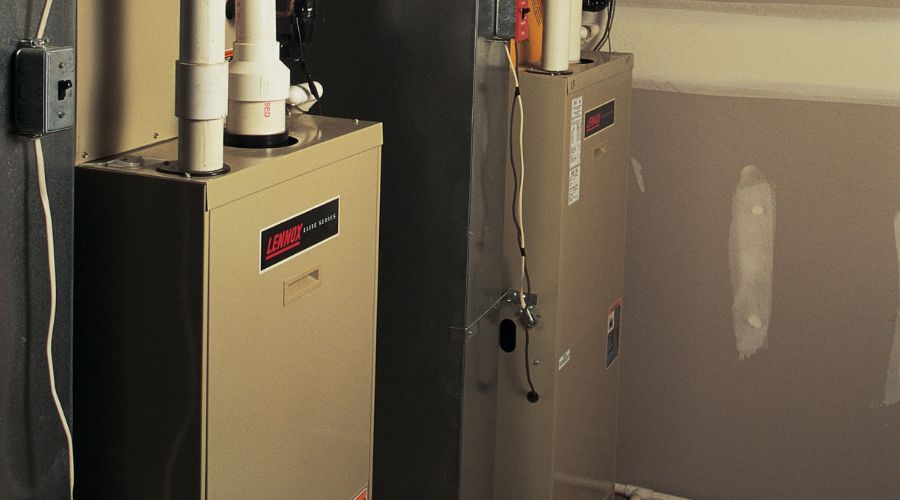 Furnaces in a residential setting, highlighting potential overheating issues, relevant to HVAC maintenance and safety.